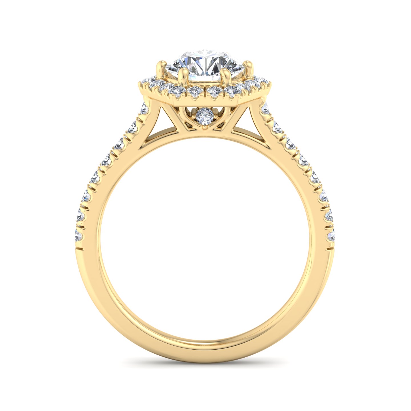 Lily Hexagon frame Halo Engagement Ring